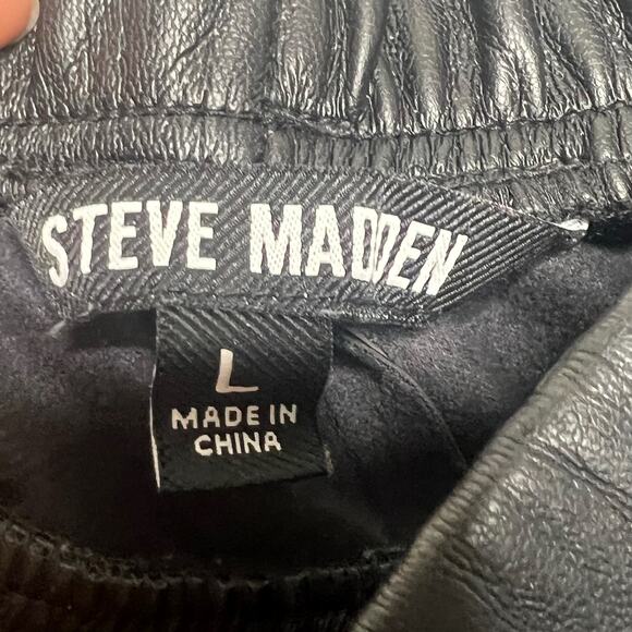 STEVE MADDEN Faux The Record Short High Rise Elastic Waist Black Womens Size L - Picture 5 of 7